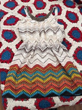 Three Hearts Cream and Brown Patterned Women's Top with Pink Heart Label